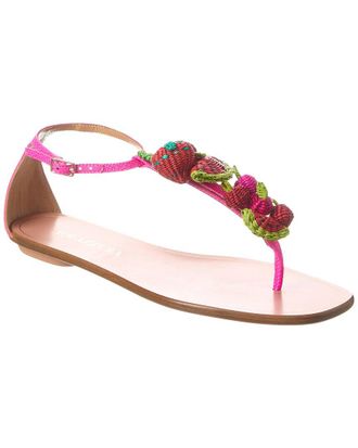 Aquazzura Strawberry Punch Raffia Sandal