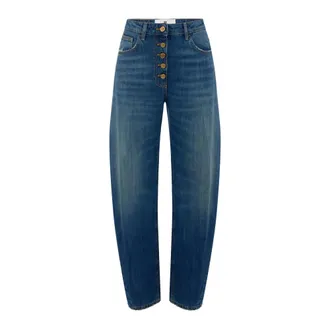 Elisabetta Franchi Dames, Jeans, Blauw, Maat: W25 Katoen