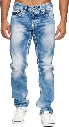 Generic Mens Straight-Fit Stretch Jean Regular Fit Comfort-Waist Classic Basic Zip Fly Belt Loop Pants Stretch Denim Casual Streetwear Workwear Carpenter Jean