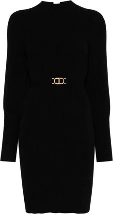 Twinset Midi Dresses, female, Black, Size: M Elegant Black Midi Dress