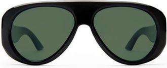 Le Specs Dream Boat 57mm Polarized Aviator Sunglasses in Black /Khaki Mono Polarized at Nordstrom