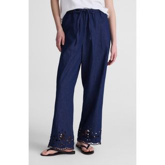 Madewell Eyelet Denim Pull-On Pants in Marfield Wash at Nordstrom, Size Xx-Small