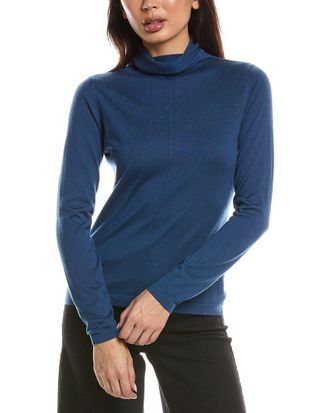 Fort&eacute; Cashmere Long Sleeve Seamed Funnel Neck Silk & Cashmere-Blend Sweater