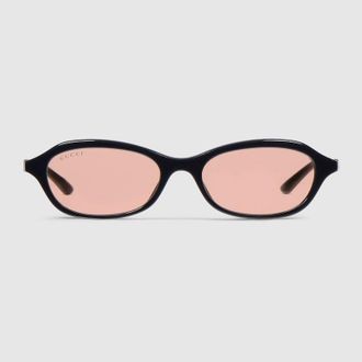 Gucci Oval-frame Sunglasses, Black