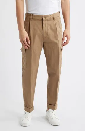 BOSS Perin Pleated Tapered Leg Cargo Pants in Open Beige at Nordstrom, Size 32