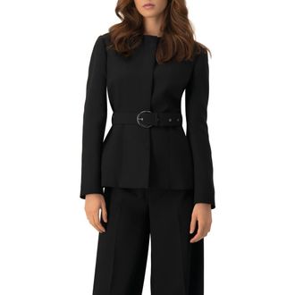 Ivonne Structured Belted Jacket in Black at Nordstrom, Size 14