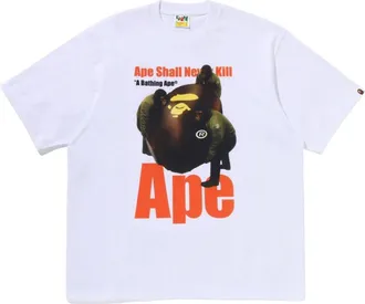 A Bathing Ape Ape Head Photo Print Relaxed Fit T-Shirt White 0ZXTEM330101RWHX