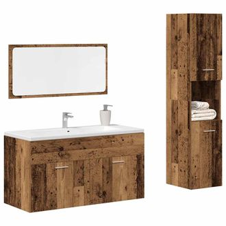 vidaXL Set Mobili Da Bagno 3 Pz Legno Antico In Legno Multistrato - Vidaxl