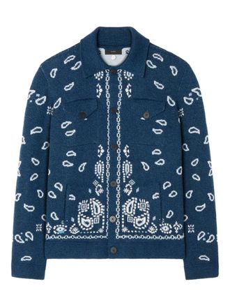 Alanui paisley jacquard cardigan - men - Virgin Wool/Cashmere - M - Blue