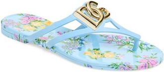 Dolce & Gabbana Logo Flip Flop in Fiorellini F.celeste at Nordstrom, Size 11Us