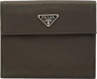 Prada Green Khaki Nylon Leather Wallet (Bi-Fold) (Pre-Owned)