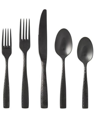 Fortessa Lucca Faceted 18/10 Black Stainless Steel 20Pc Flatware Set