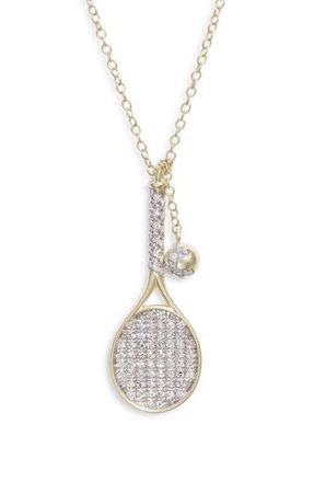 Meira T Diamond Tennis Racket Pendant Necklace in Yellow at Nordstrom, Size 18