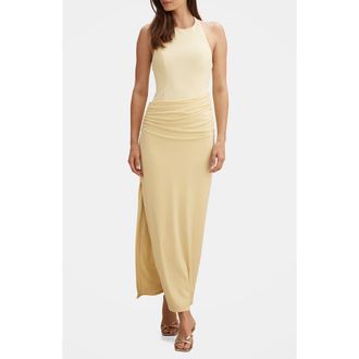 Ever New Lula Ruched Halter Gown in Soft Yellow at Nordstrom, Size 12