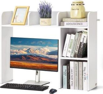 OEM Estanter&iacute;a De Escritorio De Madera 94,5x24,1x73,4 Cm Organizador De Almacenamiento De Escritorio 2 Niveles Con Almohadillas Antideslizantes Para Los P