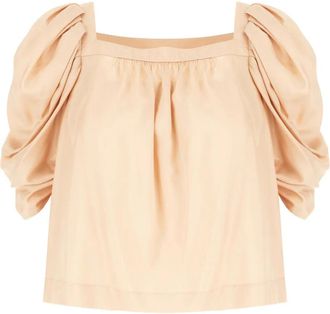 Chlo&eacute; Gesmockte blouse met pofmouwen - Roze