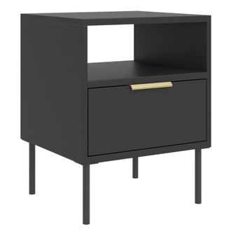 Selsey Selsey Vena - Comodino Con Cassetto E Vano, Nero, 45 Cm