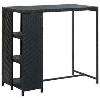 Berkfield Home Bar Table with Storage Rack Black 120x60x110 cm Poly Rattan | Size: 120 x 60 x 110 cm