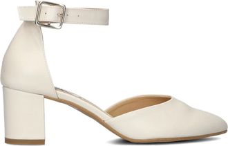 Notre-V Schoenen, Dames, Wit, 37 EU, Leer, Elegante beige pumps met blokhak