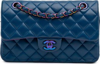 Chanel Pre-owned Womens Classic Flap Shoulder Bag Quilted - Dark Blue Leather - One Size