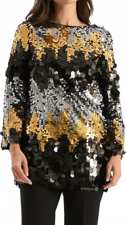 Tyler B&ouml;e Sandra Pailletes Tunic In Black Gold Silver Ombre