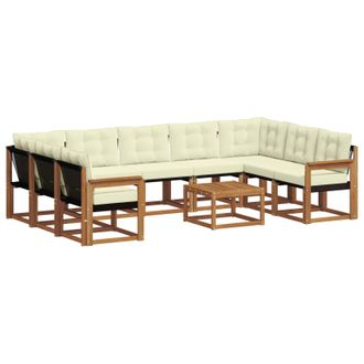 vidaXL Conjunto De Sof&aacute;s De Exterior Con Coj&iacute;n 10 Pcs Natural Y Crema Vidaxl