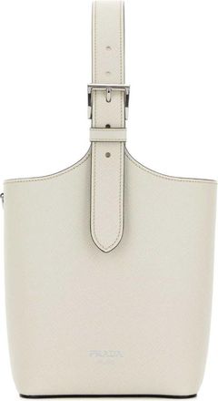 Prada White Leather Bucket Bag