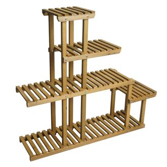 Hhg Estanter&iacute;a Para Plantas Hhg 490, Estanter&iacute;a Escalera Para Flores, 5 Estantes, 95x105x25cm Madera De Abeto Para Exteriores Mvg, Marr&oacute;n