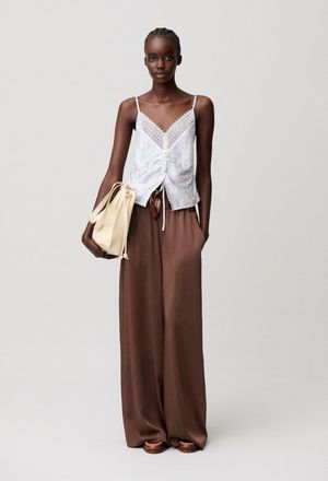 Claudie Pierlot Top satin imprim&eacute; dentelle