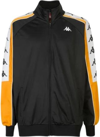 Kappa Zwarte Polyester Trainingspak Top - Heren - Vesten met rits - Zwart - XL - Polyester - Hoodies & sweatvesten