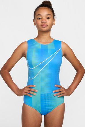 Nike Womens Gymnastics Repeat Printed Performance Leotard in Blue | NKA008-175