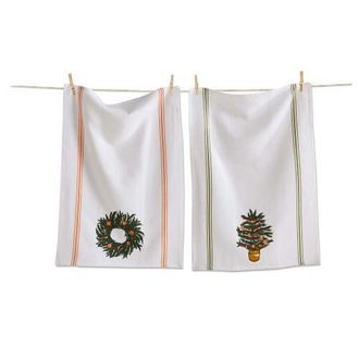 Tag Citrus Tree Wreath Dishtowel Set Cotton Kitchen Towels in White at Nordstrom