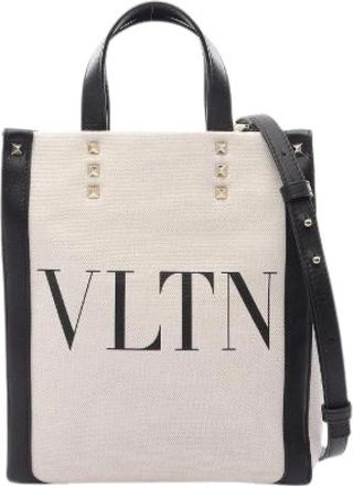 Valentino Pre-owned Vltn 2way tote bag - Dames - Vintage Shopper - Beige - ONE Size - Leer - Vintage