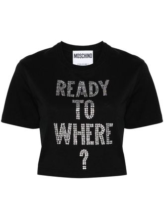 Moschino T-shirt verfraaid met tekst - Zwart
