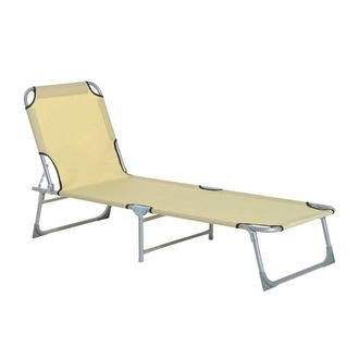 OUTSUNNY Portable Adjustable Lounger,Oxford Cloth-Beige | TJ Hughes Beige
