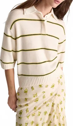 Dorothee Schumacher Sporty Statement Sweater In White Ginger Trio