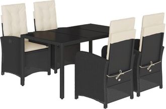 vidaXL Set De Muebles Jard&iacute;n 5 Pzas Con Cojines Rat&aacute;n Sint&eacute;tico Negro Vidaxl