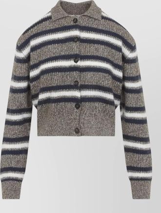 Brunello Cucinelli striped cropped polo sweater