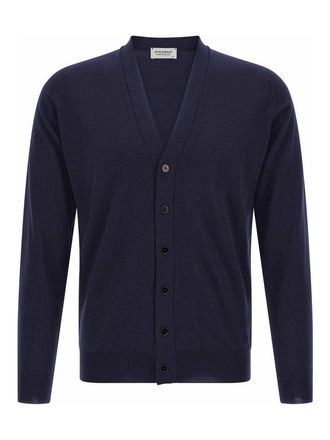 John Smedley Blue Bradrick Merino Wool Cardigan