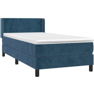 vidaXL Cama Box Spring Con Colch&oacute;n Terciopelo Azul Oscuro 100x200 Cm Vidaxl
