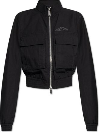 Dsquared2 Jacket met Logo - Dames - Zomerjassen - Zwart - L - Katoen - Jassen