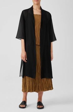 Eileen Fisher Open Front Silk Chiffon Jacket in Black at Nordstrom Rack, Size X-Small