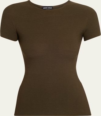 Giorgio Armani Ottoman Knit Fitted Short-Sleeve T-Shirt