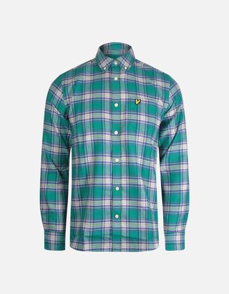 Lyle & Scott Mens Lyle & Scott Long Sleeve Green Check Flannel Shirt - Size: 44/Regular
