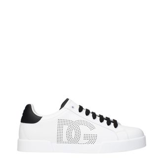 Dolce & Gabbana Dolce&Gabbana Portofino Herrens Sneakers Weiß/Schwarzes Leder