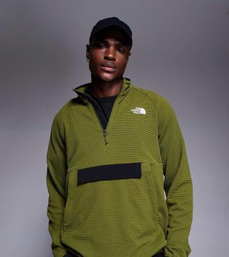 The North Face Kecha - Anorak ripiegabile kaki con zip corta-Verde