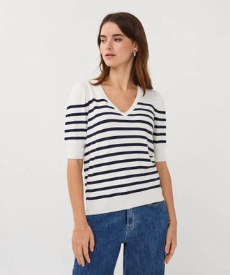 Esqualo Lydia Striped Sweater In White