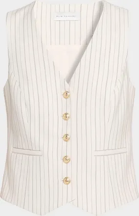 Elie Tahari The Liliana Striped Button-Down Vest
