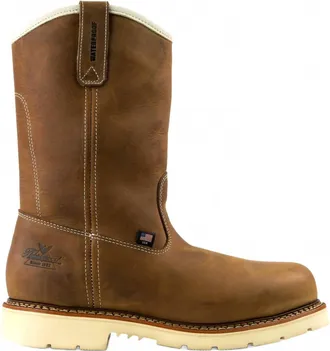 Thorogood Mens Steel-Toe Waterproof American Heritage Pull On Work Boot In Crazy Horse