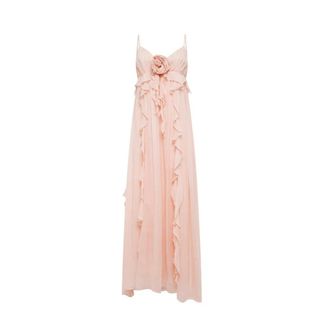 Blugirl Gowns, female, Pink, Size: XS Long Georgette Dress With Ruffles